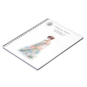 Elegante Watercolor Couture Bruidsmodeontwerper Notitieboek (Linkerzijde)