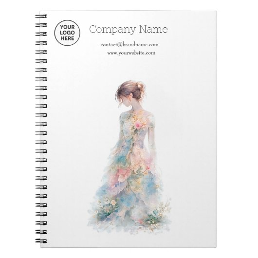 Elegante Watercolor Couture Bruidsmodeontwerper Notitieboek (Voorkant)