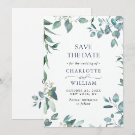 Elegante Watercolor Eucalyptus Bloemen Bruiloft Save The Date