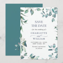 Elegante Watercolor Eucalyptus Bloemige Bruiloft Save The Date