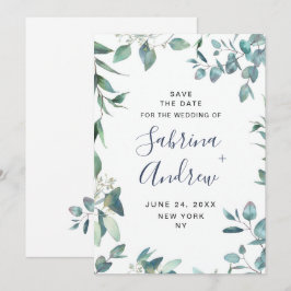 Elegante Watercolor Eucalyptus Bloemige Trouw Save The Date