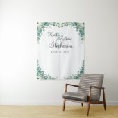 Elegante Watercolor Eucalyptus Bruiloft Foto Booth Wandkleed (In situ)