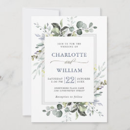 Elegante Watercolor Eucalyptus Groene Huwelijk Kaart