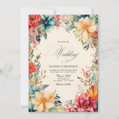 Elegante watercolor fiesta bruiloft met QR-code Kaart (Voorkant)
