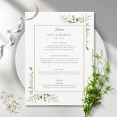 Elegante Watercolor Groene Huwelijksdiner Menu