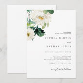 Elegante Watercolor Groene Huwelijksuitnodiging Kaart (Voorkant / Achterkant)
