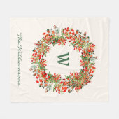 Elegante Watercolor Groene Krans Monogram Aangepas Fleece Deken (Voorkant (Horizontaal))