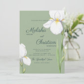 Elegante Watercolor Iris Bruiloft Uitnodiging (Staand voorkant)