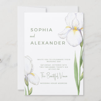 Elegante Watercolor Iris Bruiloft Uitnodiging