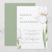 Elegante Watercolor Iris Bruiloft Uitnodiging (Voorkant / Achterkant)