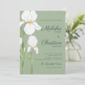 Elegante Watercolor Iris Bruiloft Uitnodiging (Staand voorkant)
