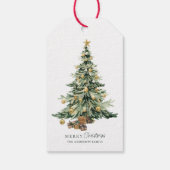 Elegante Watercolor Kerstboom Cadeaulabel (Achterkant)