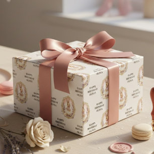 Elegante Watercolor Konijn Verjaardag Cadeaupapier