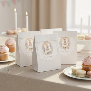 Elegante Watercolor Konijn Verjaardag Ronde Sticker