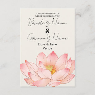 Elegante Watercolor Lotus Trouwkaart Kaart