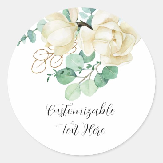 Elegante Watercolor Magnolia Sticker (Voorkant)
