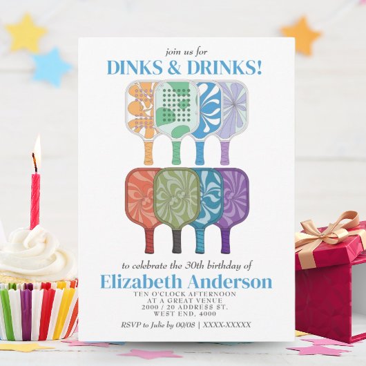 Elegante Watercolor Paddlebal Verjaardagsfeestje Kaart