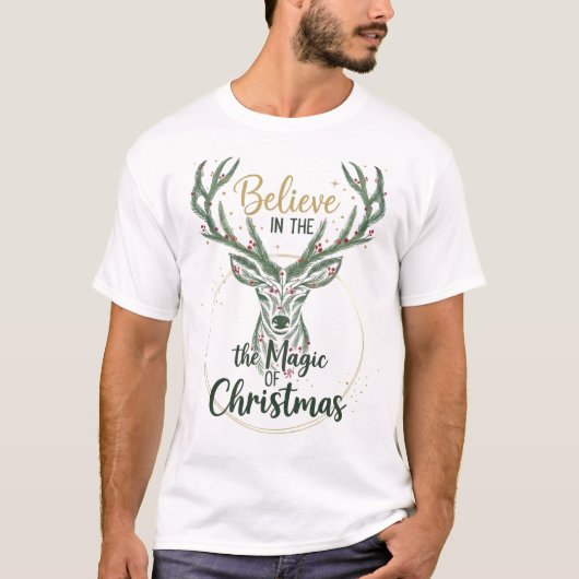Elegante Watercolor Rendier Krans T-shirt (Voorkant)