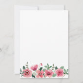 Elegante Watercolor Roze Bloemen Bruiloftsinvitati Kaart (Achterkant)
