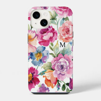 Elegante Watercolor Rozen Bloei Gepersonaliseerde iPhone 14 Hoesje
