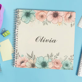 Elegante Watercolor Schetsbloemen Notitieboek