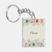 Elegante Watercolor Schetsbloemen Sleutelhanger (Voorkant Links)