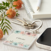 Elegante Watercolor Schetsbloemen Sleutelhanger (Voorkant Rechts)