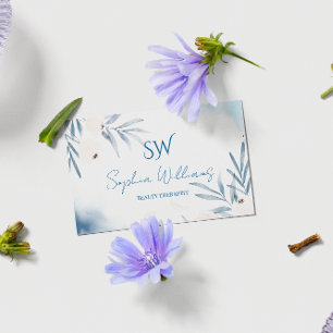 Elegante Watercolor Schoonheidstherapeut met QR-co Visitekaartje