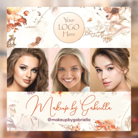 Elegante Watercolor Script Logo Foto Make-up Studi Raamsticker (Vel 2)