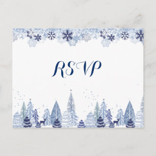 Elegante Watercolor Sneeuwvlokken Winter Bruiloft  Briefkaart