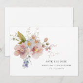 Elegante Watercolor Trouw Bloemige Save the Date (Voorkant / Achterkant)