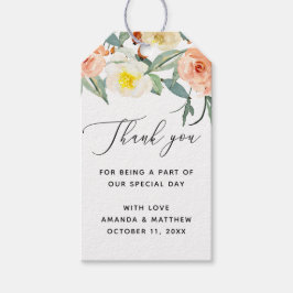 Elegante watercolor tuinfloem dank je trouwdag cadeaulabel