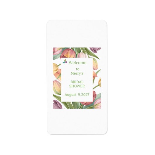 Elegante Watercolor Tulpen Etiket (Voorkant)