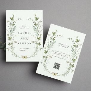 Elegante Watercolor Wilde Bloemen Trouwdag in Lich Save The Date