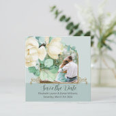 Elegante Watercolor Witte Magnolia Save the Date (Staand voorkant)