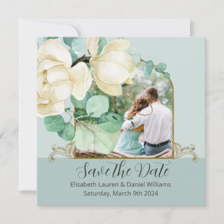 Elegante Watercolor Witte Magnolia Save the Date