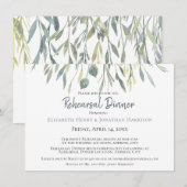 Elegante watercolorbladeren moderne repetitie dine kaart (Voorkant / Achterkant)