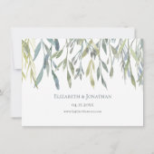 Elegante watercolorbladeren moderne repetitie dine kaart (Achterkant)