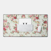 Elegante waterkoeler met monogram bloemen bureaumat (Keyboard & Muis)