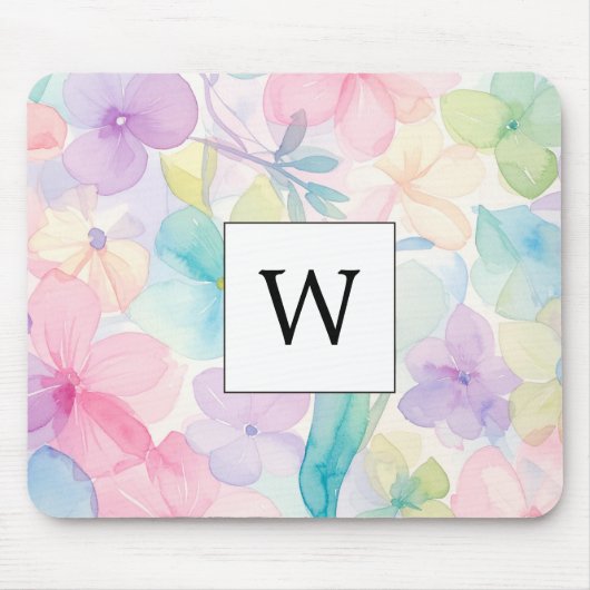 Elegante waterkoeler Monogram Flowers Muismat (Voorkant)