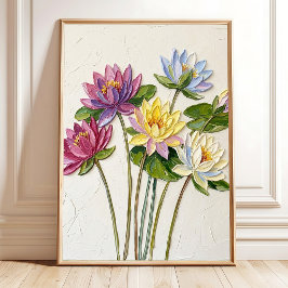 Elegante Waterlelie Kunst, Boho Botanische Muurdec Poster