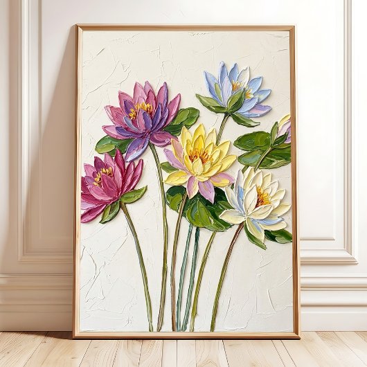 Elegante Waterlelie Kunst, Boho Botanische Muurdec Poster