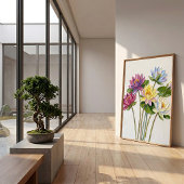 Elegante Waterlelie Kunst, Boho Botanische Muurdec Poster