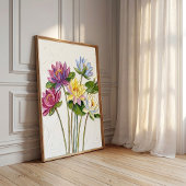 Elegante Waterlelie Kunst, Boho Botanische Muurdec Poster