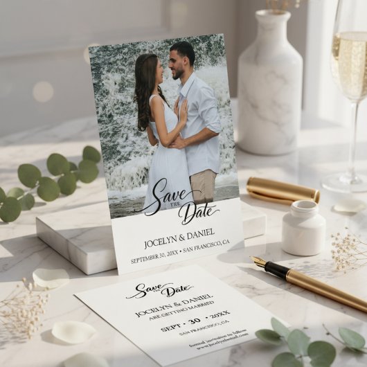 Elegante Waterval Foto Save the Date Kaart