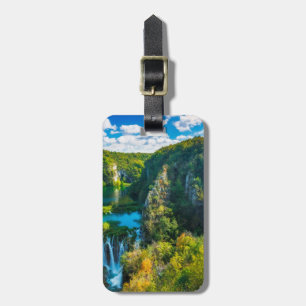 Elegante waterval landschap, Kroatië Bagagelabel