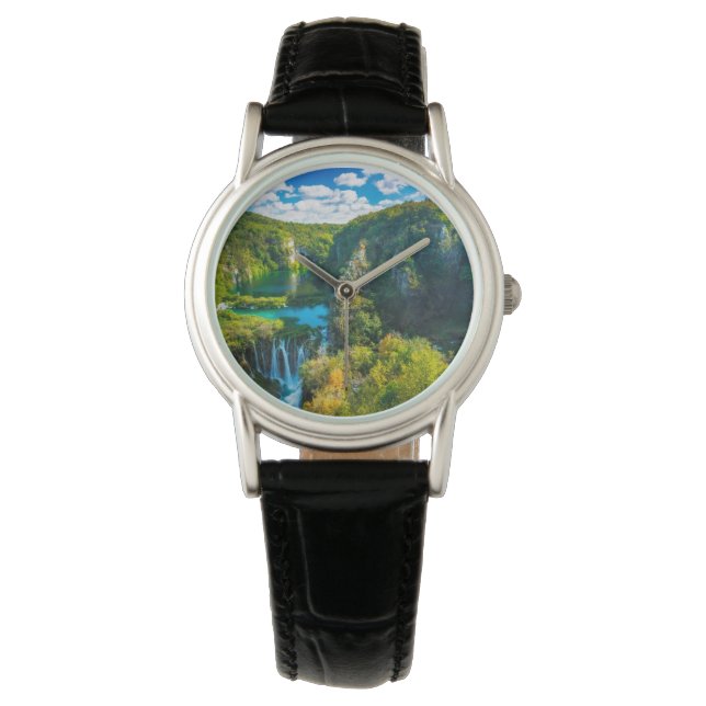 Elegante waterval landschap, Kroatië Horloge (Voorkant)