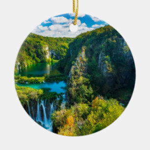 Elegante waterval landschap, Kroatië Keramisch Ornament