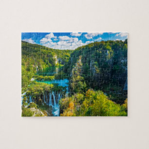 Elegante waterval landschap, Kroatië Legpuzzel