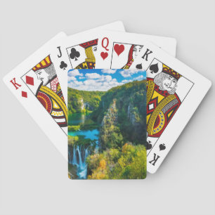 Elegante waterval landschap, Kroatië Pokerkaarten